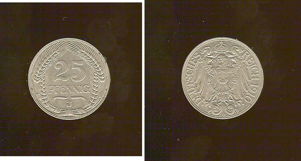 Germany 25 pfennig 1910J EF+